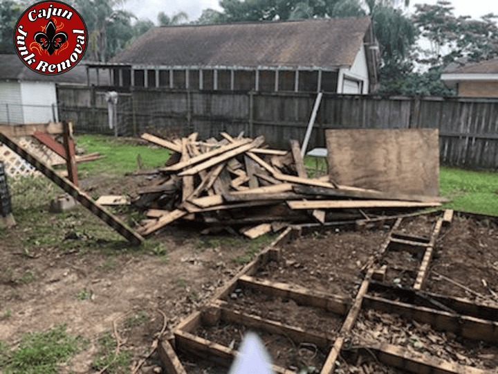 remanant of wood frame from shed - Cajun Junk Removal